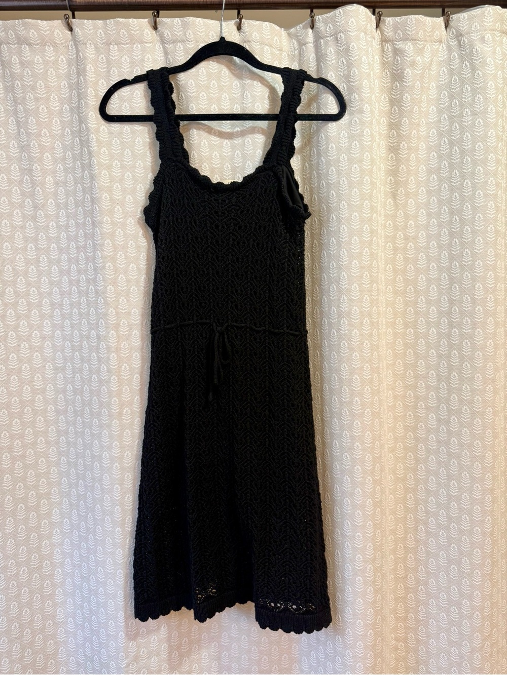 Jessica Simpson Black Crochet Midi Dress with Waist Tie